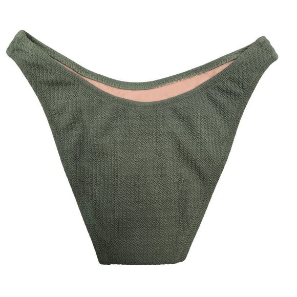 NWT J. Crew Textured curved-waist cheeky bikini bottom Size S Green BC050 - Picture 2 of 10